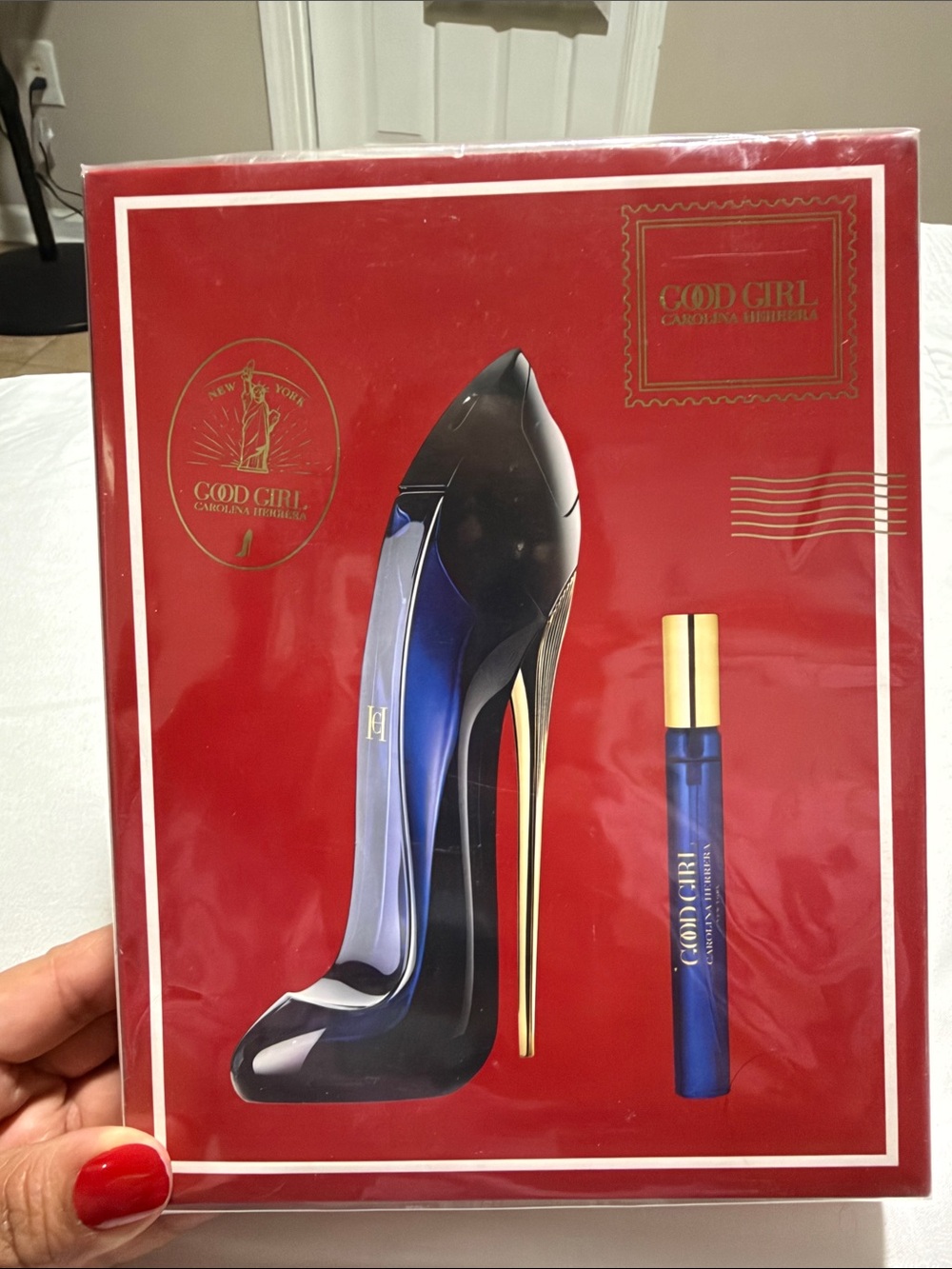 Carolina Herrera Bold Red Gift Box with Gold Accents